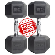 CAP Barbell Rubber 45 Lb Pair Set of 2 Coated Hex Dumbbells Weights 90 Pounds