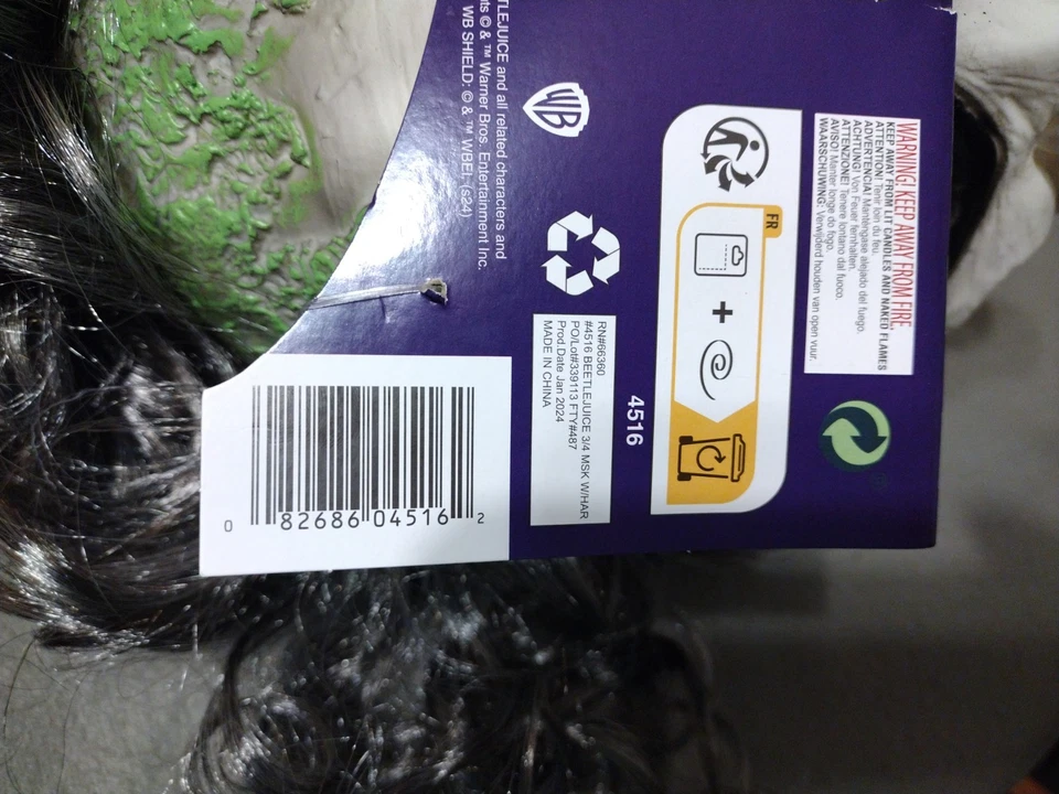 Beetlejuice Halloween Mask with Hair for Adults from Rubies - Image 4 of 4