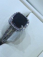 Black Spinel Rhodium Over Sterling Silver 2.28 Ctw Size7