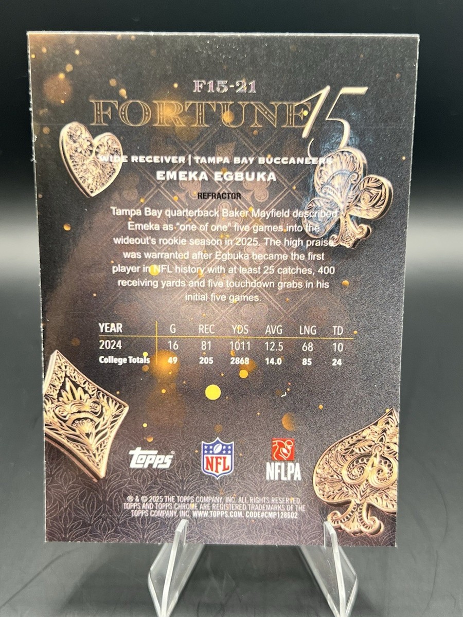 2025-26 Topps Chrome Football Emeka Egbuka RC Fortune 15 #F15-21