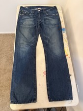 TRUE RELIGION Ricky Big T Men's 34x34 Distressed Button Fly Flap Made in USA