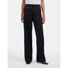 NWT Madewell Black Tall Slouchy Straight Pants in Drapey Twill NS449, Size 12