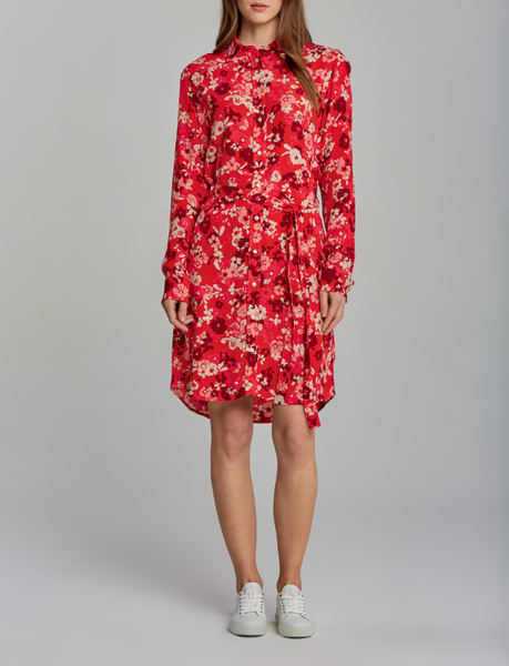 Gant Damen Kleid Rot Blumenmuster Viskose Midi Hemdblusenkleid Gr. 36 4503138-image