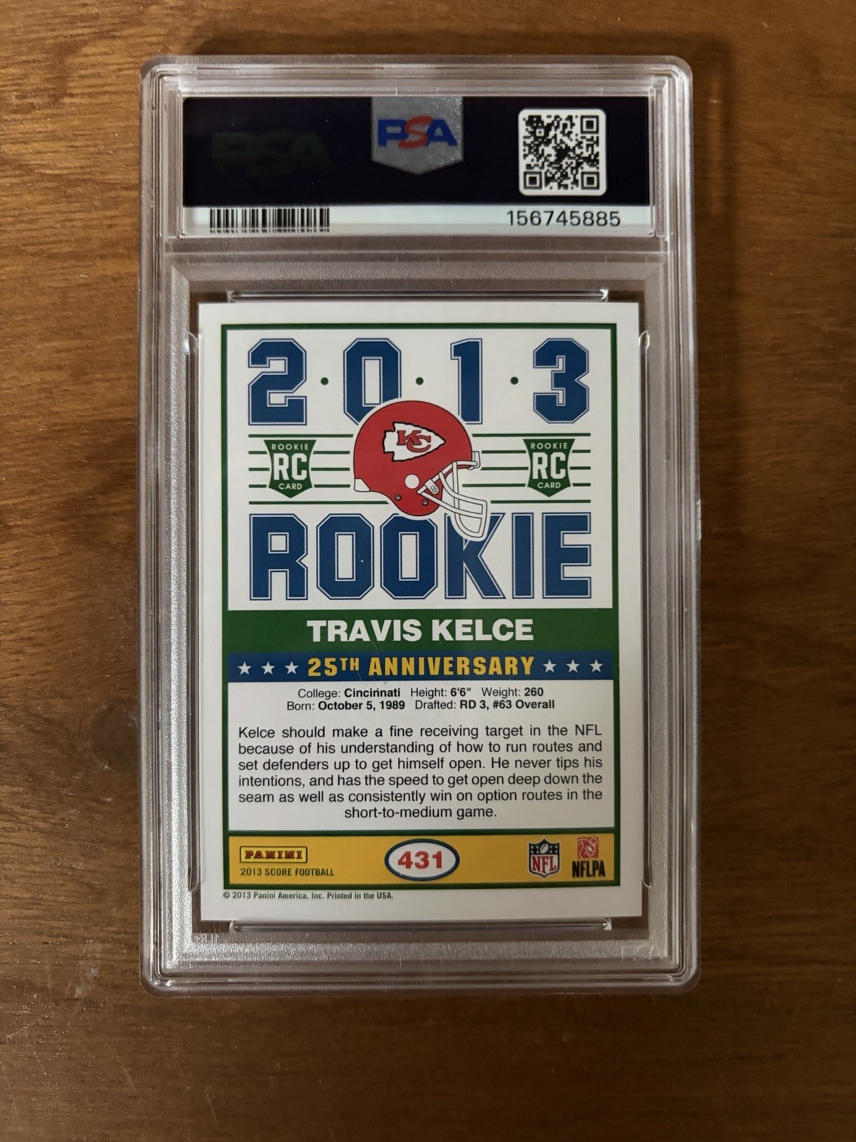 2013 Panini Score Travis Kelce #431 Rookie RC PSA 9 GOAT HOF Taylor Swift QTY view 2