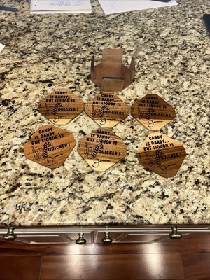 Vintage wood coasters Candy is Dandy Jamaica 1990