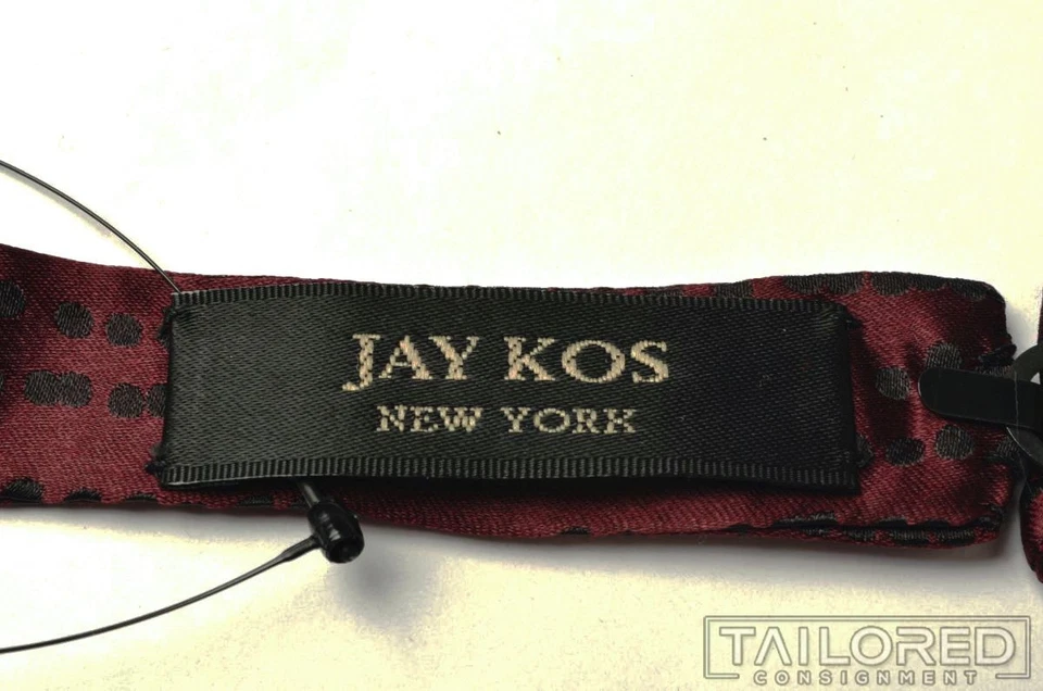 НОВЫЙ - JAY KOS красный горошек атласный 100% шелк мужской роскошь галстук-бабочка - Изображение 2 из 2