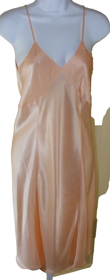 VESTIDO AÑOS 30 SLIP MELOCOTÓN SATINADO CORTE BIA ALETA ERABARBARA LEE TALLA 33 DBL taza de tela Foto 2 de 4
