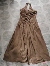 PrettyLittleThing Women's Chocolate Woven Ruched Detail Maxi Dress, Size 10 UK