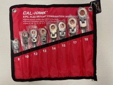 8 Piece Metric Flex Head Ratchet Open End Combination Wrench Set