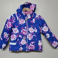 Obermeyer Girls Iris Bluebird Day Winter Floral Blue Pink Snow Ski Jacket Sz 6