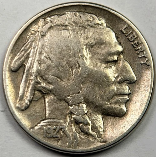 1927-D BUFFALO NICKEL. BEAUTIFUL FULL HORN VF/XF DETAILS EARLY CIRCULATED COIN!