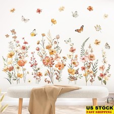 Boho Flower Wall Decals Removable Waterproof Stickers Nursery Bedroom 2 Sheets