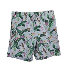 Janie and Jack Tropical Jungle Boys Shorts 6 Gray Monkey Floral Print Tropical