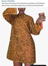 Joliluna Y2K Sequin Gold Dress Size Medium Party Disco Glam