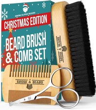 Beard Brush for Men and Comb Grooming Kit Natural Boar Bristle Brush Dual Act
