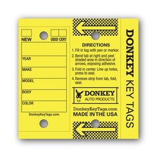 Donkey Key Tags - Half Pack - Laminated Self-Protecting 125 Tags Per Box wit...