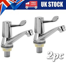 1 Pair Lever Basin Sink Taps Pillar Disabled 1/4 Turn Chrome Pair 1/2"