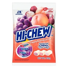 (Pack of 6) Hi-Chew Chewy Candy Mini Pack - Grape & Peach & Lychee 100g