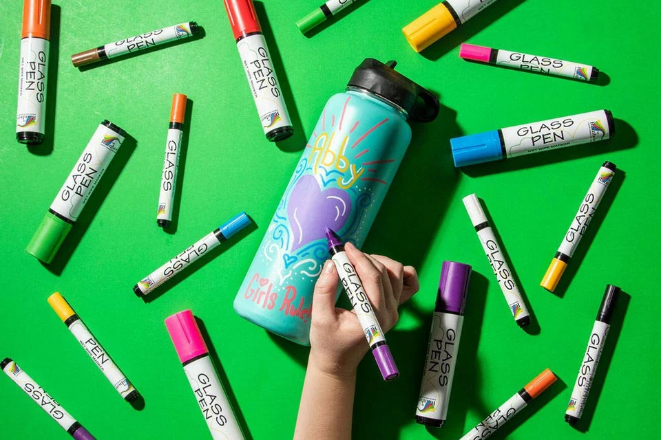 Marcador de pintura líquida para bolígrafo de vidrio: bolígrafos de escritura de vidrio, tinta borrable - punta de 5 mm, verde Foto 4 de 4