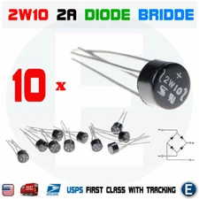 10pcs 2W10 2A 1000V Diode Bridge Rectifier Round 4 pin Single Phase New