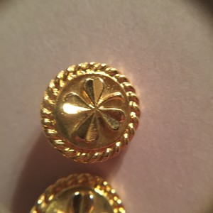 avail clover 2pcs chanel authentic tone leaf button metal gold