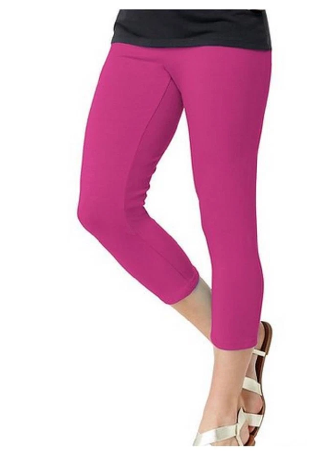 Lote 2 Pares de Leggings Capri Hanes 0B738 Algodón Elástico Púrpura 4-6 Pequeños #1524 Foto 2 de 4