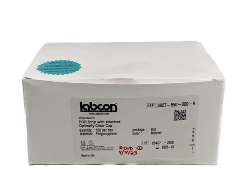 (120/Packung) LABCON PP PCR Thermocycler Röhrchenstreifen mit angebrachten optisch klaren Kappen - Bild 1 von 4