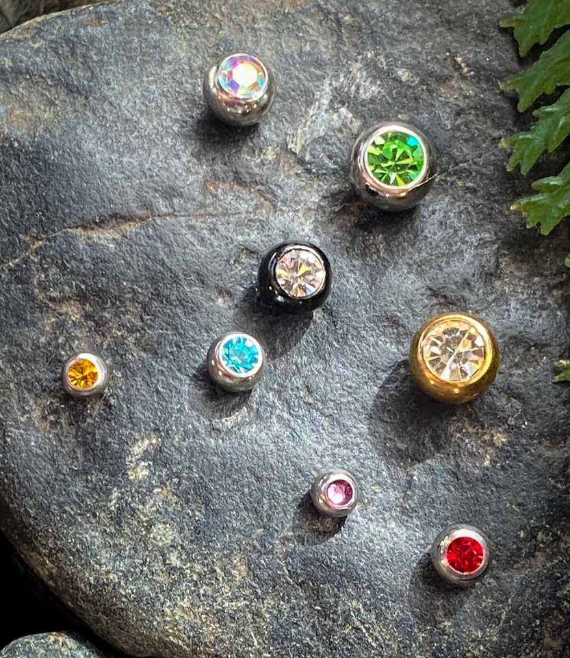 Piezas de repuesto para joyería corporal - 10pk 316L bolas de gema de circonita cúbica roscadas de acero quirúrgico Foto 4 de 4