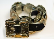Antique Leather Concho Belt with Silver .500