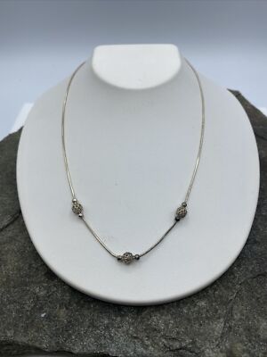 Wunderschöne schwebende Perlenkette 925 Sterling Silber #B542