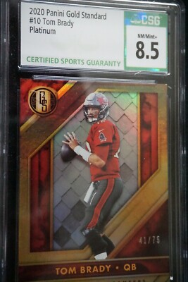 2020 TOM BRADY PANINI GOLD STANDARD PLATIUM #41/75 CSG {8.5} NM-MINT