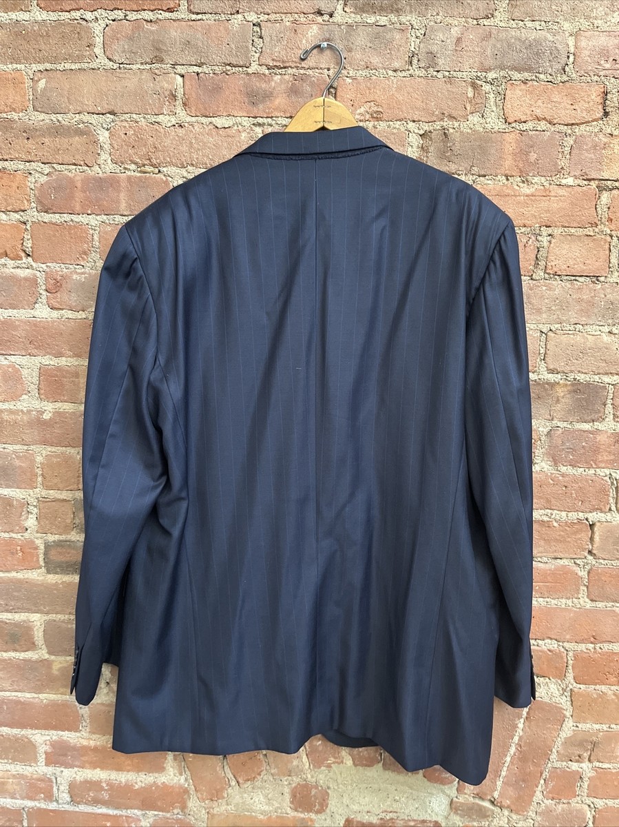 【Brioni】 NAVY-BLUE typewriter SUIT Brioni Augusto Mens Suit Jacket, Sz 46L, Blue/Blue Pinstripe
