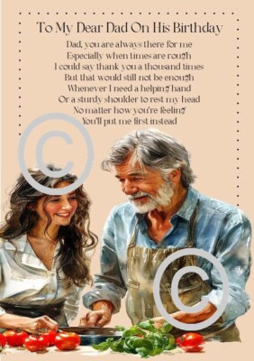NEW  To My Dear Dad A5 Sized Dad Birthday Card With Love From Daughter