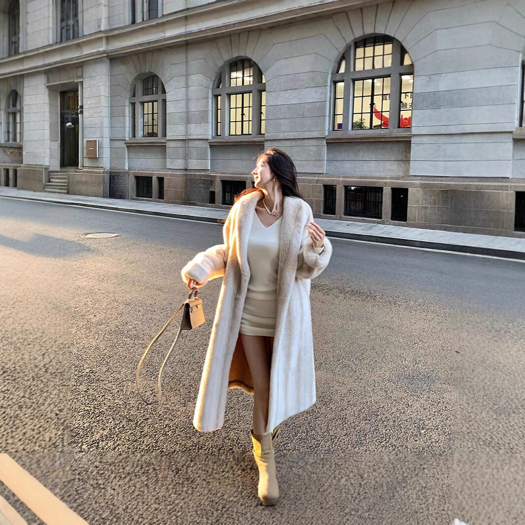 Luxury Winter Mink Fur Coat Eco-Friendly Thickened Long or Short Style