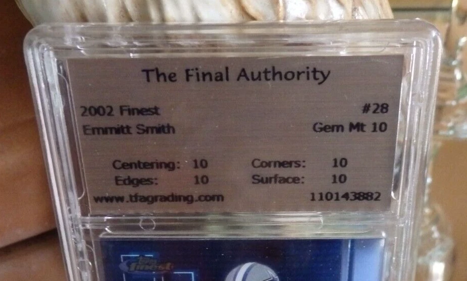 2002 Topps FINEST TFA Pristine 10 EMMITT SMITH last year with COWBOYS Gold Label - Image 2 of 3