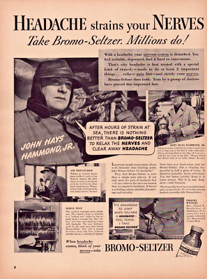 Vintage Print Ad 1939 Bromo-Seltzer John Hays Hammond, Jr. Race Horse