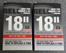 Lot of 2 Bell 18" Bicycle Inner Tube BMX & Kids Tire Width 1.75"-2.25" Standard