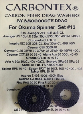OKUMA CEYMAR C 25, 25WH, 30, 30WH, 35, 35WH, 40, 40WH & 40CL CARBONTEX WASHERS