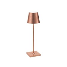 Zafferano, Poldina Pro Lamp with Copper Leaf, Rechargeable Cordless Table Lam...