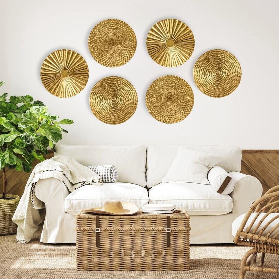 Gold Metal Wall Decor Art Wall Hanging Home Decorations Modern Round ...