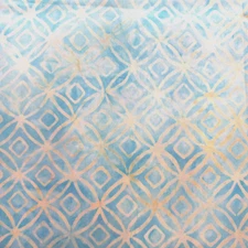 Aqua Blue Cream Geometric True Batik Reversible Quilt Cotton 1 Yard
