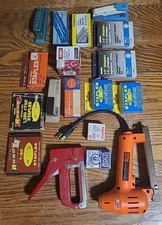Vintage Heavy Duty Staple Guns Lot Arrow Swingline Black And Decker Staples ETC