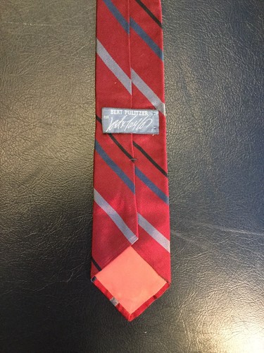 Vtg Burt Pulitzer Lord & Taylor Necktie Tie Red Black Gray Diagonal Striped Silk - Picture 6 of 8