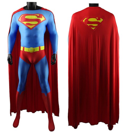 New 52 Superman Jumpsuit Cosplay Bodysuit Cloak Costume Adult Kids Halloween Cos - Picture 17 of 17
