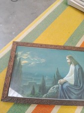 Quadro Stampa Gesù Che Guarda La Palestina  Anni 60 Vintage