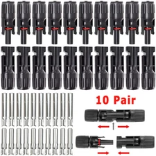 10 Pairs Solar Panel Cable Wire Connectors Kit Male / Female Waterproof Adapter