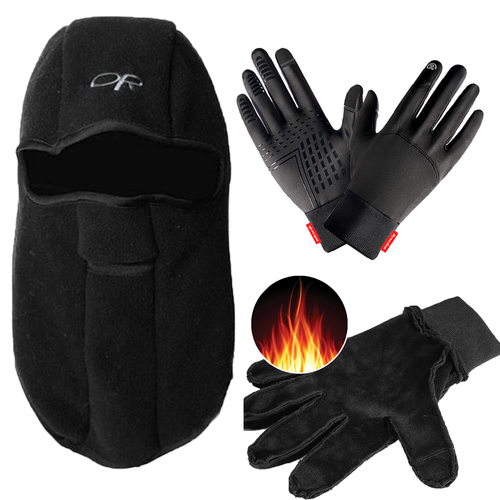 Winter Full Finger Gloves Thermal Touch Screen Gloves Balaclava Full Face Masks - Afbeelding 1 van 22