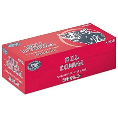 Bull Durham Cigarette Filter Tubes Regular Red King Size 200ct (5-Boxes)