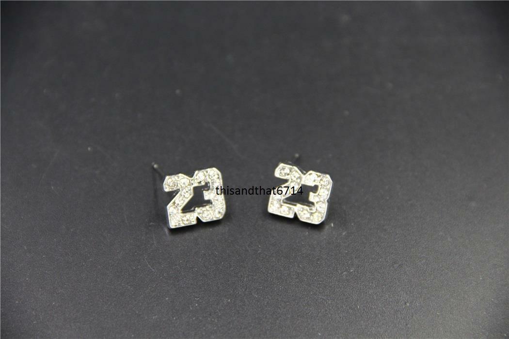 Pendientes de tachuelas plata cz con logotipo de Michael Jordan 23 en caja de regalo | eBay