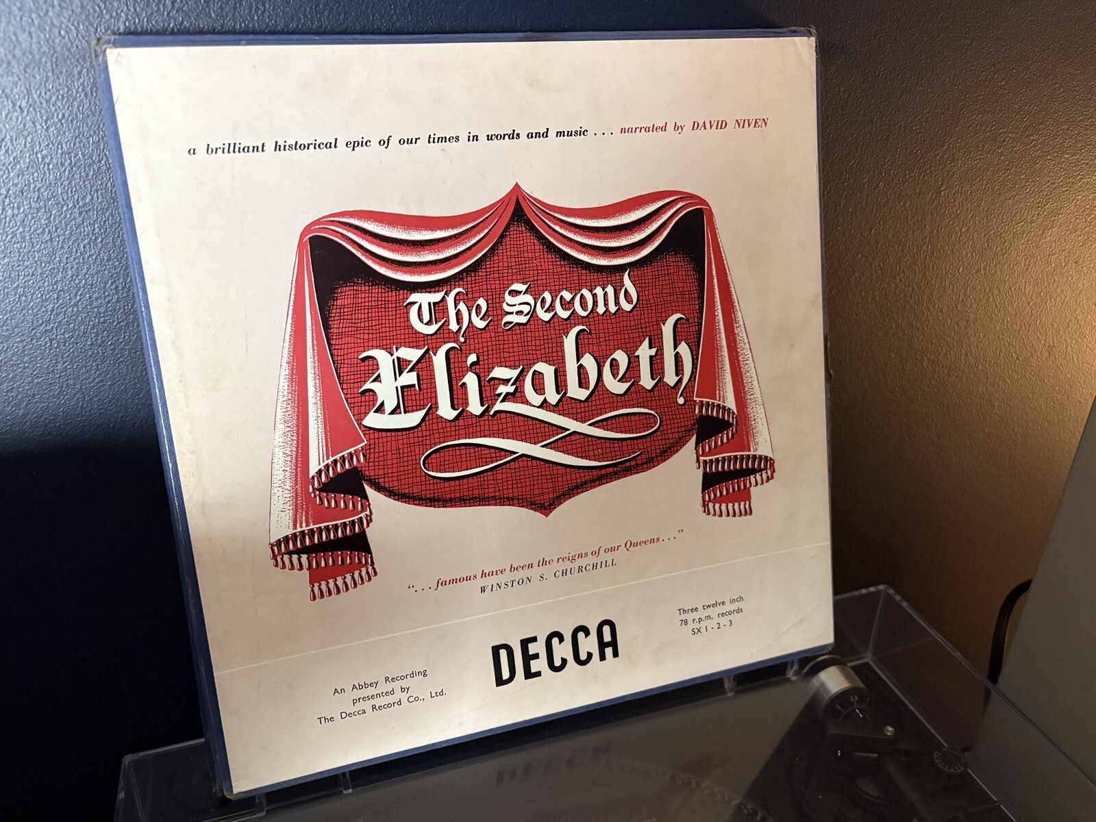 David Niven The Second Elizabeth UK 1952 Shellac Box Set Records NM/VG+